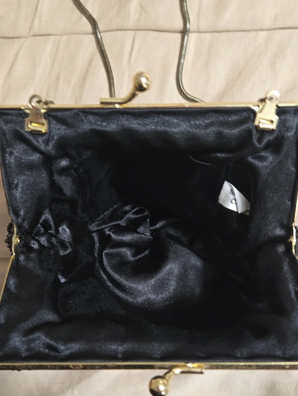 Black Beaded Shell Evening Bag - Women's Shoulder Clutch